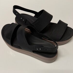 CROCS Women's Black and Tan Sandals